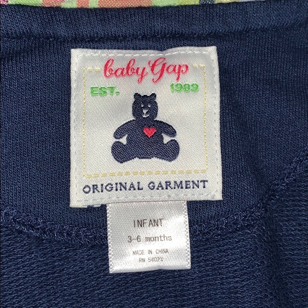 Baby Gap vintage navy zip up sweater Sz 3-6 mo. - Picture 4 of 4